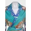 Printed silk cardigan