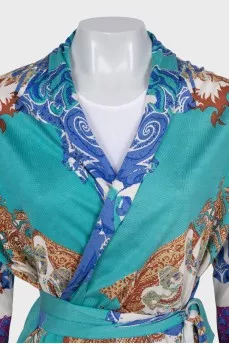 Printed silk cardigan