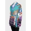 Printed silk cardigan