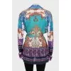 Printed silk cardigan