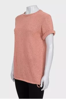 Drawstring T-shirt decorated with sequins