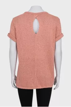 Drawstring T-shirt decorated with sequins