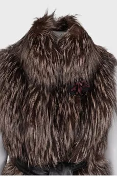 Fur vest with belt