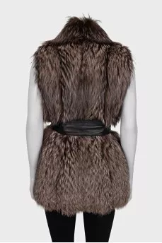 Fur vest with belt