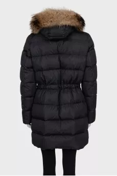 Down jacket with a fur-decorated hood