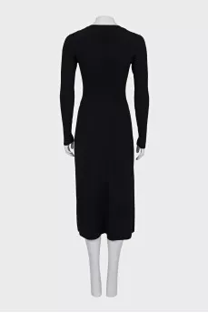 Fitted dress with lace insert