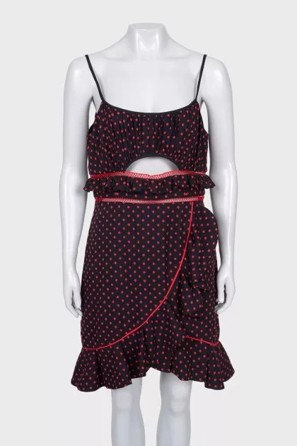 Dress with thin straps in a small print