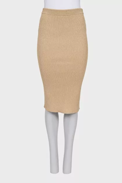 Fitted skirt with gold thread