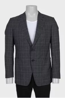 Men's wool blazer with a checkered print