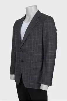 Men's wool blazer with a checkered print
