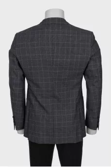 Men's wool blazer with a checkered print