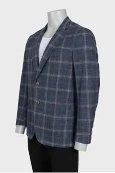 Men's single-breasted checked jacket