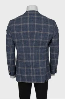 Men's single-breasted checked jacket