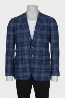 Men's checkered cashmere and wool jacket