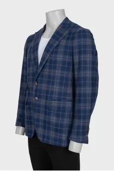 Men's checkered cashmere and wool jacket