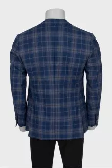 Men's checkered cashmere and wool jacket