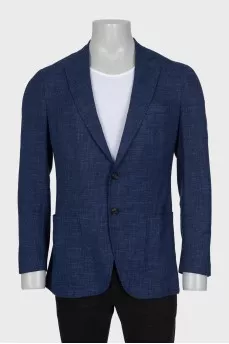 Men's blue wool, silk and linen jacket