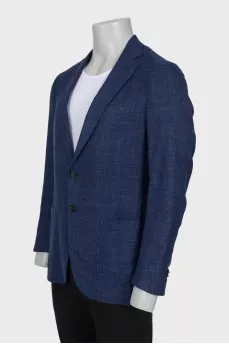 Men's blue wool, silk and linen jacket