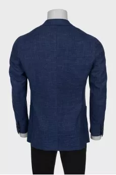 Men's blue wool, silk and linen jacket