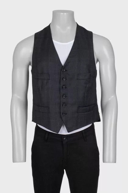 Men's wool plaid vest