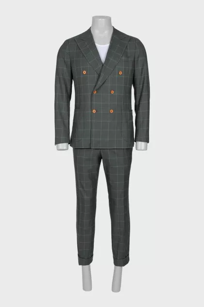 Men's green checkered suit