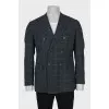 Men's gray jacket with a blue check pattern
