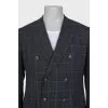 Men's gray jacket with a blue check pattern