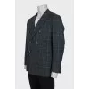 Men's gray jacket with a blue check pattern