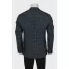 Men's gray jacket with a blue check pattern