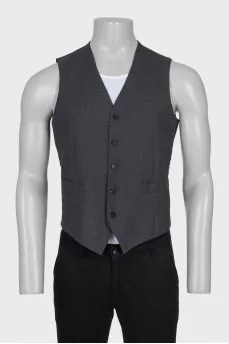 Men's gray wool and silk vest