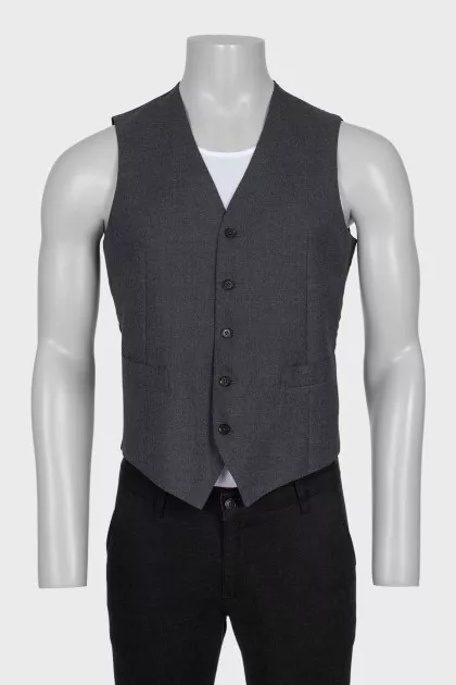 Men's gray wool and silk vest