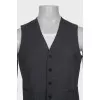 Men's gray wool and silk vest