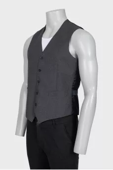 Men's gray wool and silk vest