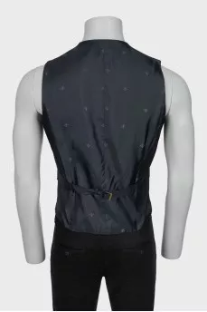 Men's gray wool and silk vest