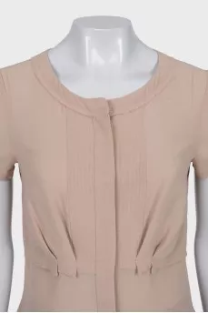Short sleeve button-down silk blouse