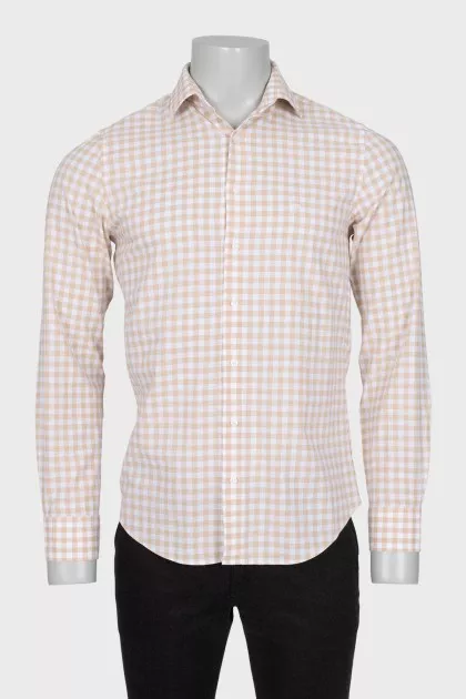 Men's beige checkered shirt