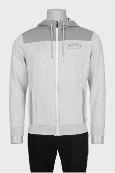 Men's zip-up hoodie with branded embroidery