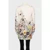Straight-cut coat with a floral print