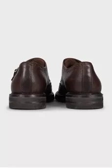 Men's brown leather monk shoes