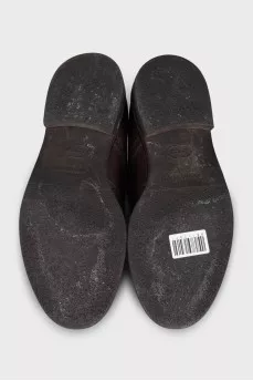 Men's brown leather monk shoes