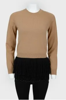 Sweatshirt with top with fringe and beads