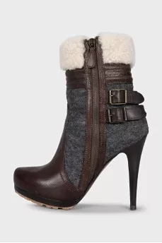 Insulated ankle boots with heels and straps