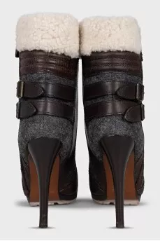 Insulated ankle boots with heels and straps
