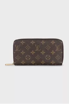 Brown wallet with brand logo