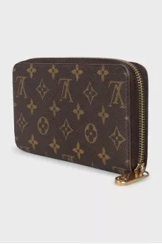 Brown wallet with brand logo