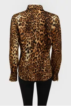 Leopard blouse with metal buttons