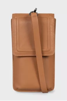 Brown phone case with strap