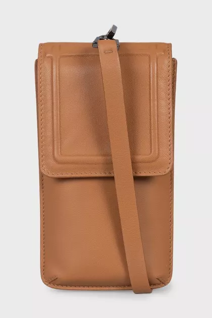 Brown phone case with strap