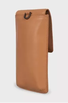 Brown phone case with strap