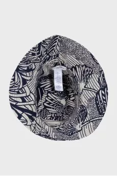 Panama hat with blue abstract print